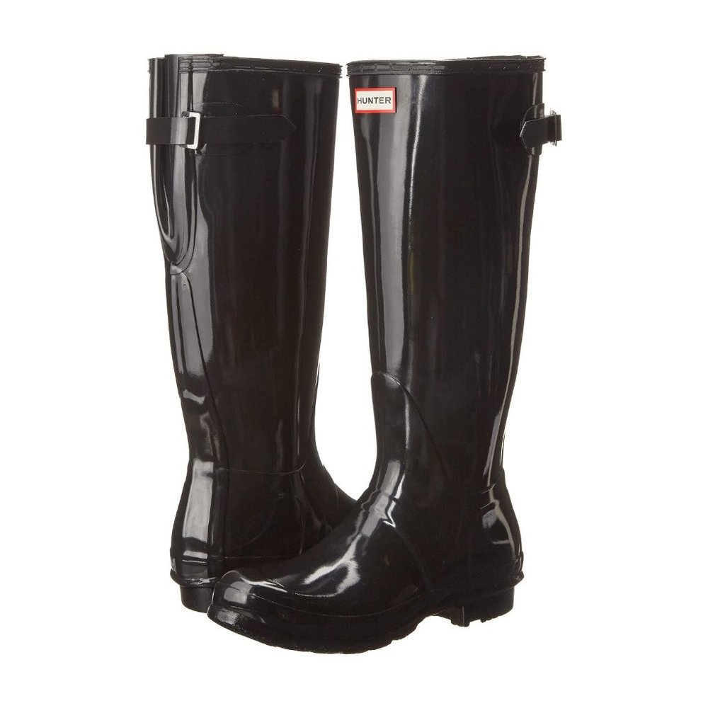 Hunter Black Gloss Tall Rain Boots Original Size 7